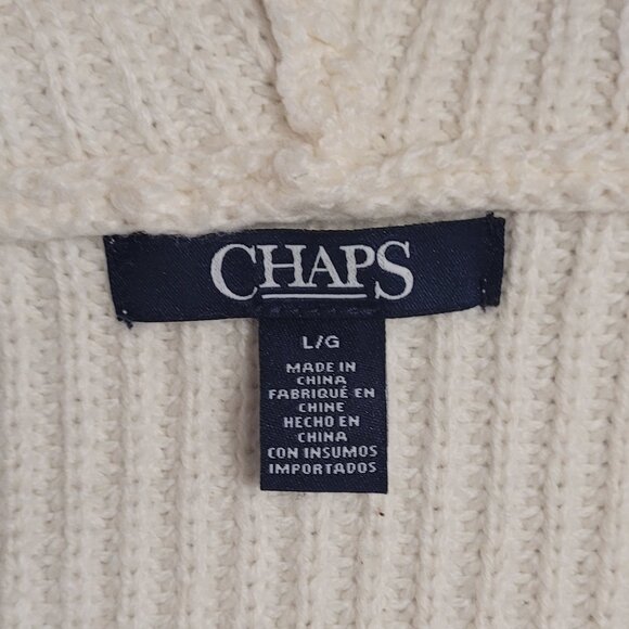 Chaps hooded cardigan with toggle buttons in cream women's size L oversized - Picture 3 of 7